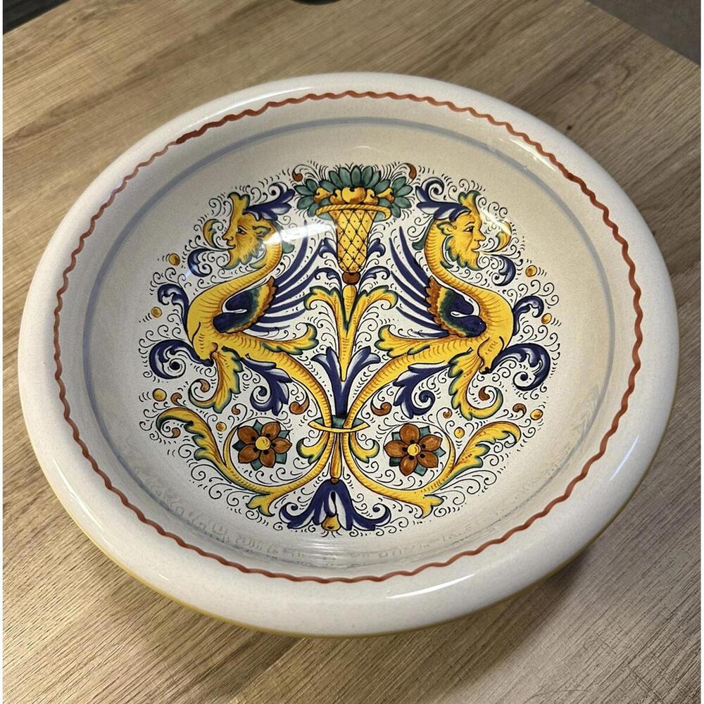 Deruta Raffaellesco 10” Pedestal Round Compote Italian Pottery